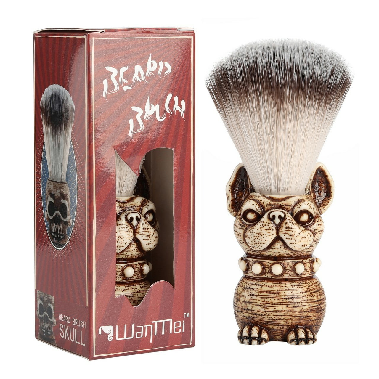 Hand Crafted Shaving Brush for Men, Bulldog Head Shaped Wood Handle