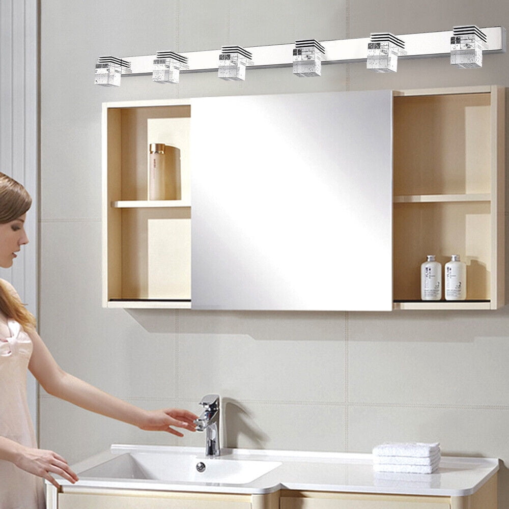 Miumaeov Front Wall Lamp Modern 6 Heads Bathroom Vanity LED Crystal Mirror Light Fixture
