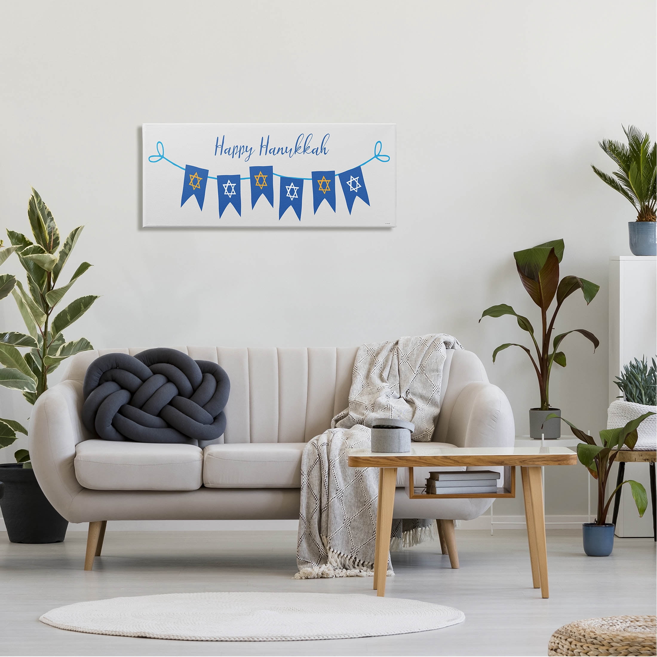 Happy Hanukkah Star Of David Banner Holiday Graphic Art Gallery Wrapped Canvas Print Wall Art