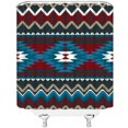 thumbnail image 3 of Aztec Shower Curtain Southwestern Native American Tribal Ethnic Abstract Geometric Navajo Vintage Southwest Colorful Retro Fabric Bathroom Decor Curtain with 12 Hooks，71x71 Inch，Blue Red, 3 of 6