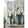 thumbnail image 2 of Shower Curtain Vintage White Camellia Shower Curtains for Bathroom, Waterproof Polyester Shower Curtain Set with Hooks, Extra Long 72" x 96" Plant Wood Grain, 2 of 6