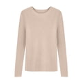 thumbnail image 6 of Women's Ribbed Knit Pullover Sweater, Slim Fit Soft Round Neck Top for Fall Winter, Comfortable Stretchy Casual Daily Wear, Versatile Layering Piece for Various Occasions Beige L, 6 of 8