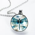 thumbnail image 2 of Dragonfly Glass Design Circular Pendant Necklace - Elegant Jewelry Piece, 2 of 5