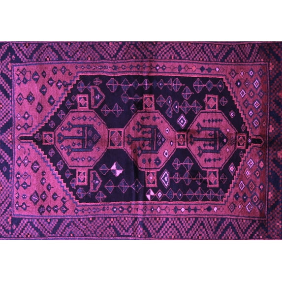 Ahgly Company Indoor Rectangle Persian Purple Traditional Area Rugs, 8' x 10'