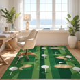 thumbnail image 3 of Design&I 8'x10' Washable Area Rug Sleek Flatweave Pet Friendly Ball Sport Park Layout With Flag Pin And Fairway Stripe Design Golf Flowing for King Size Bedroom, Under Bed, 3 of 7