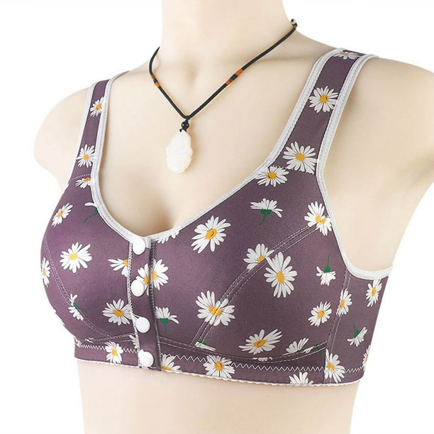 WILLBEST Brasier Sin Costuras Para Mujer Ropa Interior Sexy Informal Con Estampados Y Hebilla Frontal Para Mujer, Sin Aros, De Encaje, Talla Grande