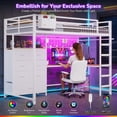 thumbnail image 4 of Aunfebrco Loft Bed with Desk and 7 Storage Drawers Twin Size Metal Loft Bed with LED Lights & Charging Station & Decorative Mesh with 6 Hook & Clothes Rail, White Loft Bed Frame for Bedroom, 4 of 11