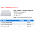 thumbnail image 2 of Cabin Air Filter - Compatible with 2014 - 2020 Chevy Impala LS 2015 2016 2017 2018 2019, 2 of 2
