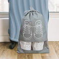 thumbnail image 6 of Portable Travel Shoe Bags,17.7x14.1x0.39in Non-Woven Shoe Storage Bags, with Clear Window,Large Drawstring Shoes Pouch Packing Organizers with Rope(Gray), 6 of 6