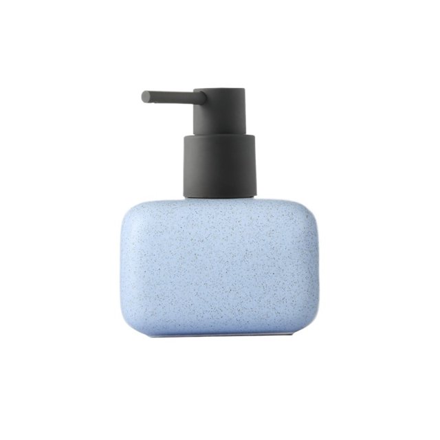 Botella de loción azul opaca de cerámica, diseño cuboide horizontal/vertical for champú, gel de ducha y desinfectante de manos, 1 paquete