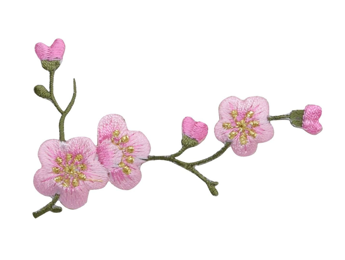 Download Cherry Blossom Pink Flowers Green Stem Right Iron On Applique Embroidered Patch Walmart Com Walmart Com