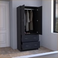 thumbnail image 2 of Armoires with 2 Doors 2 Drawers, Ample Storage | Black | Laminated Particle Board, 2 of 7