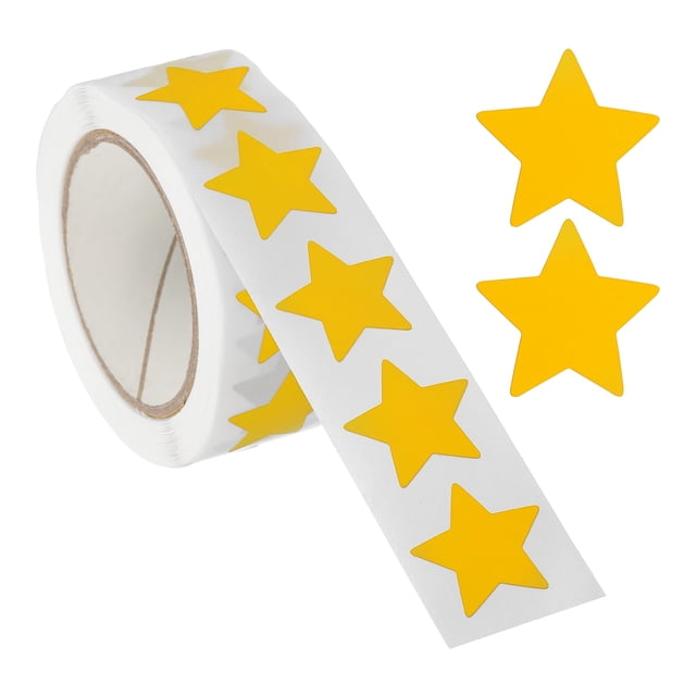 Etiquetas de estrella Uxcell de 3/4" 500 piezas etiquetas semibrillantes para suministros de maestros Amarillo