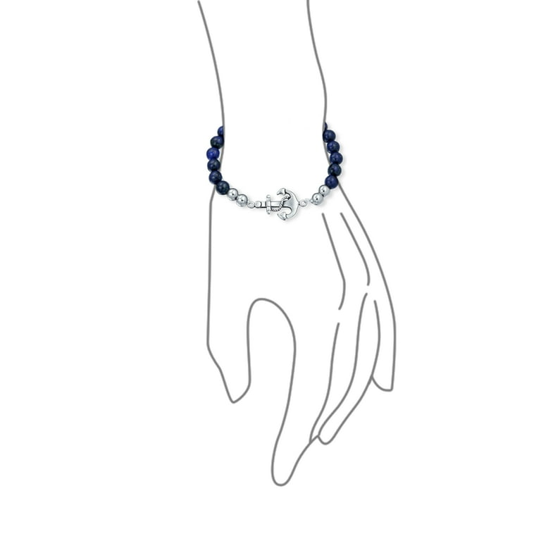 Bling Jewelry Womens Blue Lapis Ball Bead Stretch Nautical Anchor Bracelet Stainless Steel Walmart