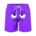 thumbnail image 4 of ITSAME Swim Trunks for Kids Boys, Elastic Waist Cute Expression Print Quick-Dry Summer Loose Casual Beach Shorts Purple 9T, 4 of 6