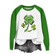 thumbnail image 4 of Womens St Patricks Day Tops Four Leaf Clover Shirt Green Long Sleeve Sweatshirt Crewneck Cute Pullover Tops St Patricks Day Shirts for Women, 4 of 5
