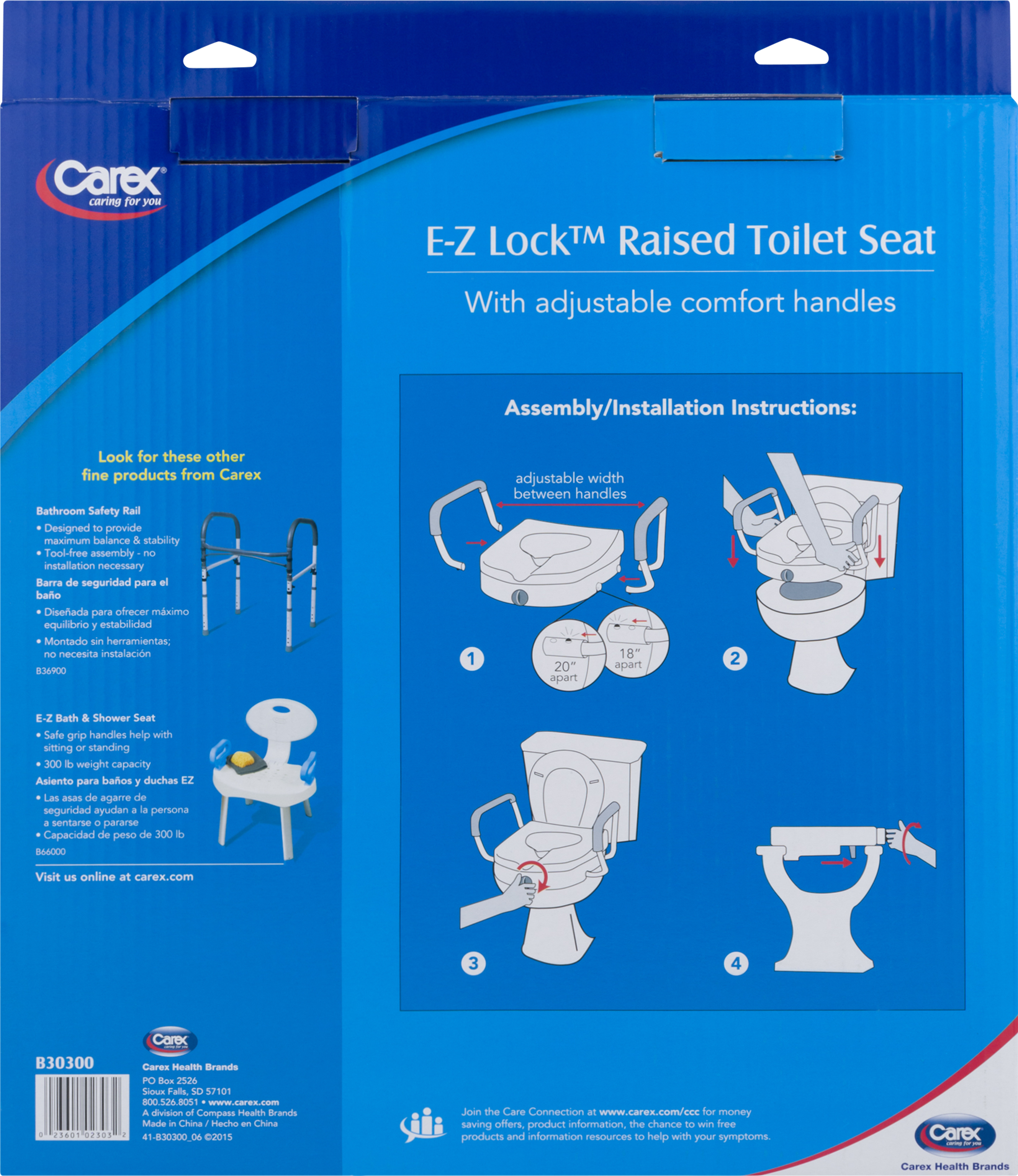 Carex EZ Lock 5" Raised Toilet Seat Elevator with Adjustable and