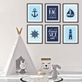 thumbnail image 2 of Koyal Wholesale Nautical Theme Nursery Hanging Wall Art, Baby Blue Stripes Dots, Dream Big, Let Your Dreams Set Sail, 2 of 2