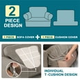 thumbnail image 5 of H.VERSAILTEX 2 Pieces Checkerboard Slipcovers Stretch with Individual T Cushion Cover for Living Room(1 Cushion Armchair, Taupe), 5 of 8