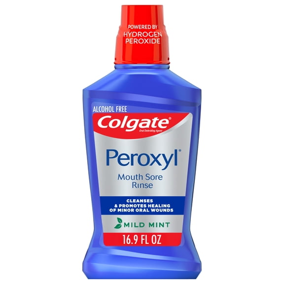 Colgate Peroxyl Alcohol Free Mouthwash and Mouth Sore Rinse, Mild Mint, 16.9 fl oz