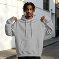 thumbnail image 5 of JIAYUE Men Hooded Sweatshirt Oversize Solid Color Long Sleeve Drawstring With Pocket Hoodie for Outdoor Workout, 5 of 8