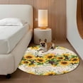 thumbnail image 5 of Area Rug 48in, Farmhouse Sunflower Vintage Star Floor Carpet Living Room Rug, Retro Flower Leaves Non-Slip Welcome Mat Indoor Rugs for Bedroom Dining Room, 5 of 9