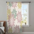 thumbnail image 3 of Geometric Flower Sheer Curtains 72 Inches Long, Vintage Country Floral Pink Green on Linen Light Filering Curtains, Breathable Simi Curtain Privacy Drapes for Living Room Bedroom Window Treatment, 3 of 9