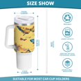 thumbnail image 3 of 40 Oz Car Handle Water Bottle Water Cup Water Bottle Water Jug Coffee Cup Travel Water Bottle Pale Yellow Rainbow Butterfly, 3 of 8