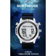 NORTH EDGE Computer 47mm Digital Diving & Outdoor Sport Wristwatch, Stainless Steel, White Face