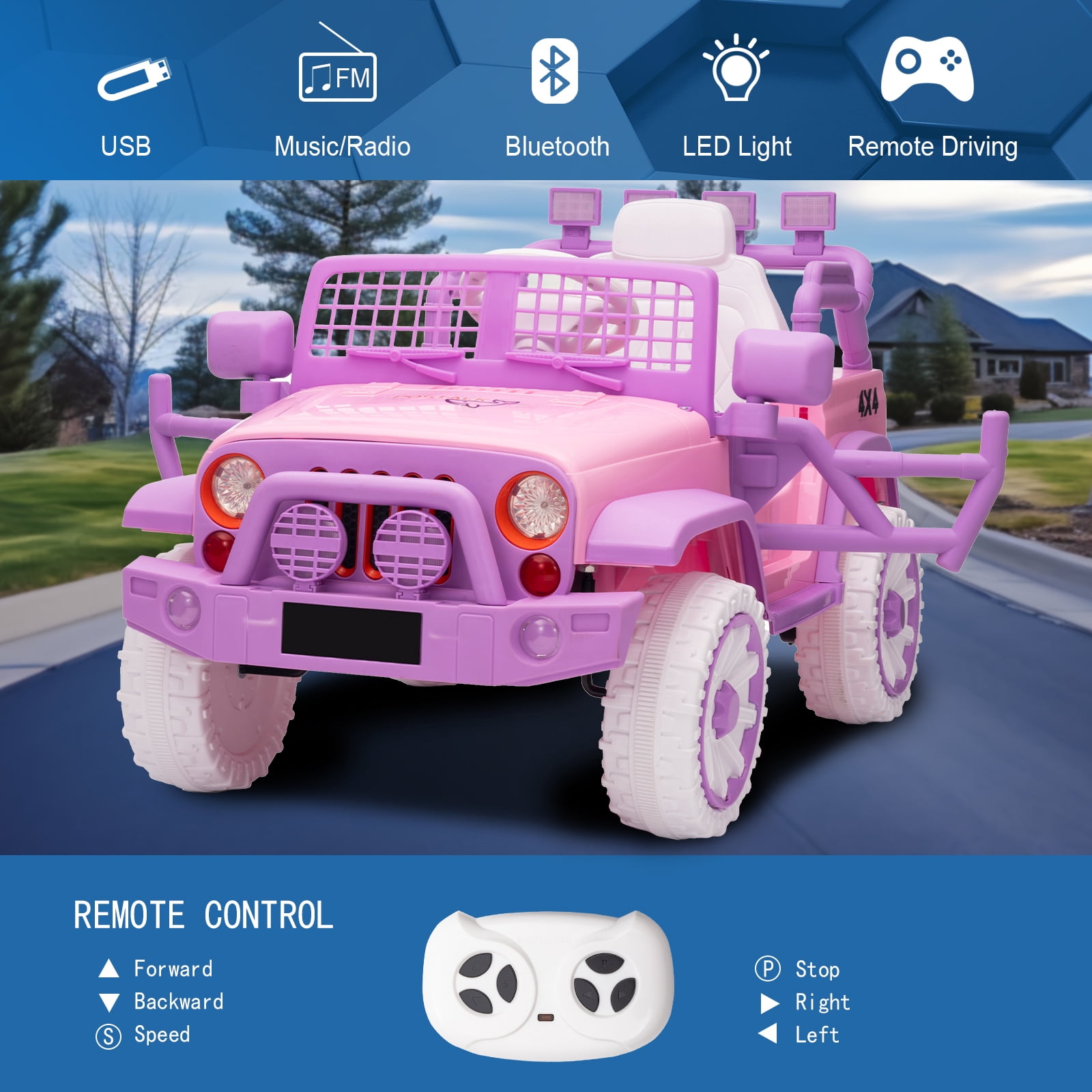 FINITO 1 Seater Battery Powered UTV, Ride on Toys for Toddlers Boys Girls, 12V Ride On Car with Parental Remote Control, Kids Electric Vehicle with Music Bluetooth, Purple