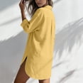 thumbnail image 5 of Shihyeh Womens Button Down Shirts Linen Cotton Long Sleeve Blouse Tunic Tops Cover Up Shirt Loose Beach Bikini Dress, 5 of 6
