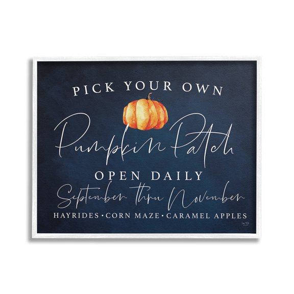 Stupell Industries Pick Your Own Pumpkins Landscape Painting White Framed Art Print Wall Art, 30 x 24