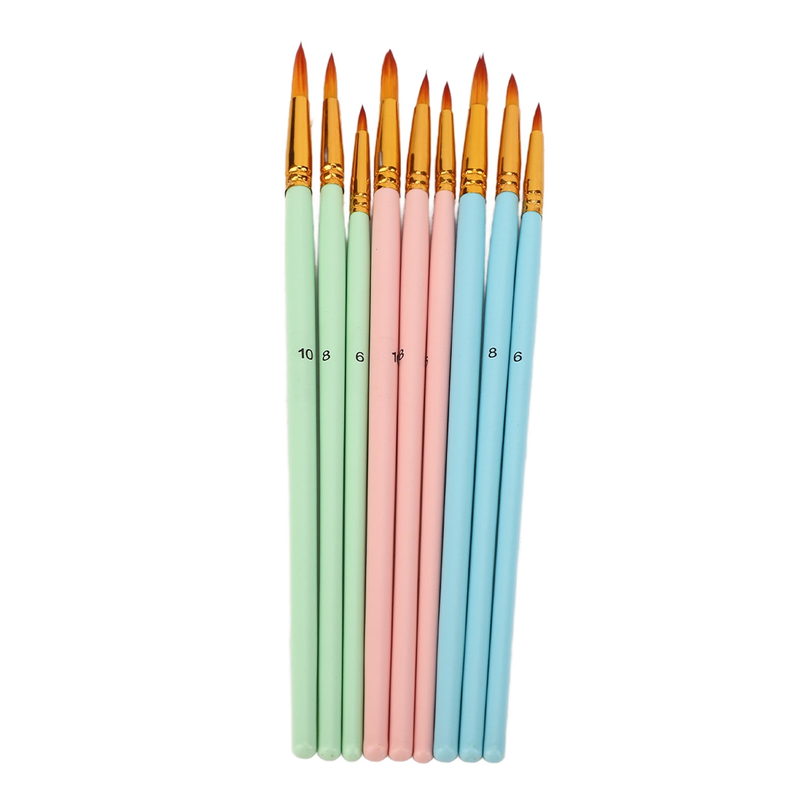 Domqga 9 Pcs Pointed Paint Brushes Blue Pink Green High Elasticity Long