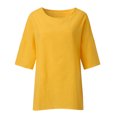 thumbnail image 4 of Summer Savings Clearance! Bxsruta Womens Tops Plus Size 3/4 Sleeve O Neck Casual Loose Cotton Linen Basic Plain T-Shirts Spring Summer Fall Womens Basic Tunic Tops Pullover Blouses Tees Shirts, 4 of 6