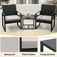 thumbnail image 3 of TUAREX 3 Pieces Rattan Patio Furniture Set, Outdoor Conversation Set, Patio Bistro Set with Coffee Table, All-weather Wicker Chairs with Cushions, for Garden, Yard or Balcony, Grey, 3 of 6