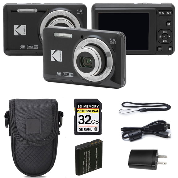 Kodak PIXPRO FZ55 Digital Camera (Black)   Case   32GB Memory Card