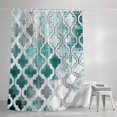 thumbnail image 4 of Shower Curtain, Moroccan Lattice Teal Gradient Waterproof Polyester Fabric Bath Curtain with Hooks for Bathroom Bathtub Stalls, Watercolor Oil Painting Style 36x72IN, 4 of 9