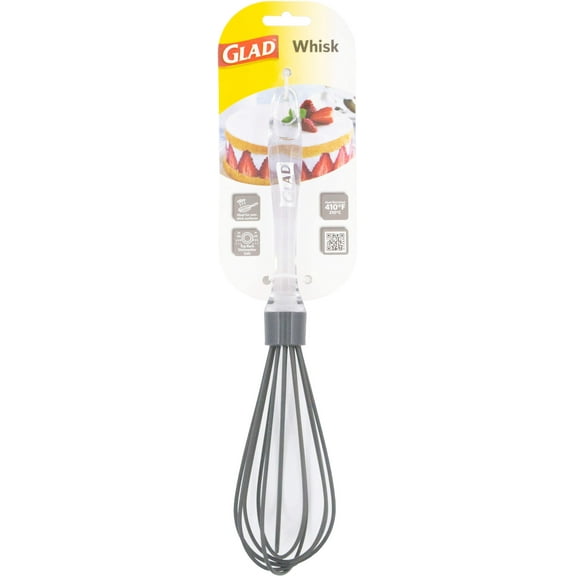 GLAD Silicone Egg Whisk in Grey with Clear Handle