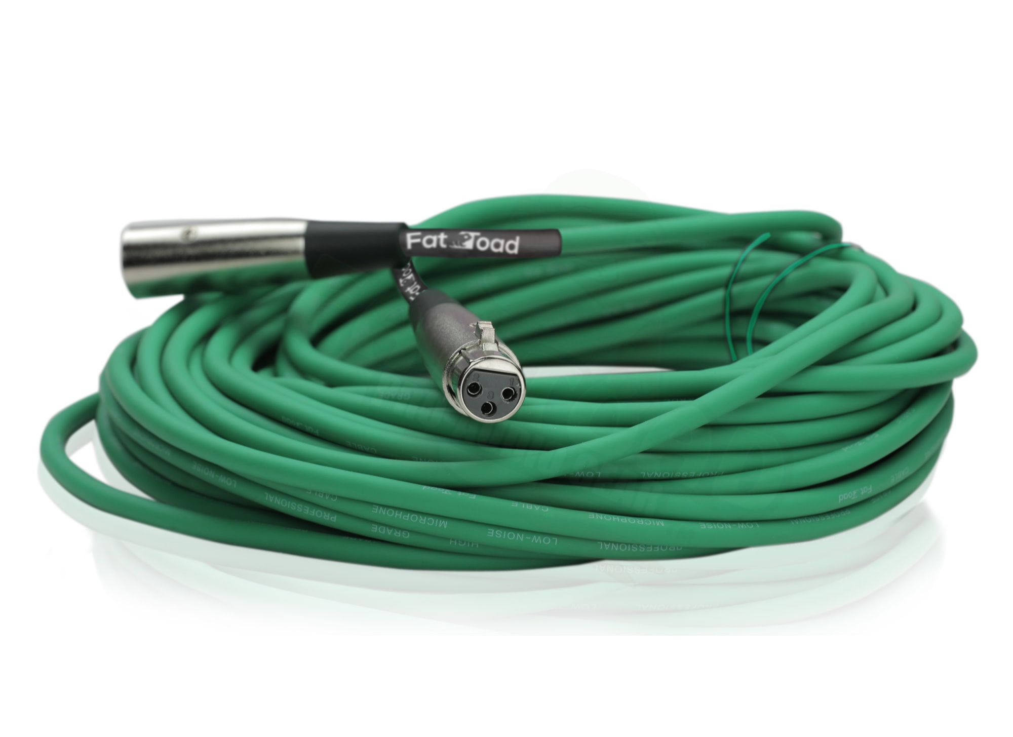 Fat Toad XLR Microphone Cables (4 Pack) - 50 ft Professional Pro Audio Green Mic Cord Patch with Lo-Z Connector - 24 AWG Shielded Wire and Balanced for Impeccable Recording Studio Mixer Gear