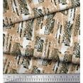 thumbnail image 3 of Soimoi Blue Cotton Cambric Fabric Brush Stroke & Leopard Animal Skin Print Fabric by the Yard 56 Inch Wide, 3 of 3