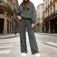 thumbnail image 4 of Women's Fleece Lined Hoodie and Sweatpants Set, Solid Color Two Piece Outfit, Pocketed Pullover with Elastic Waist Pants, Casual Sporty Set, Fall Winter Wear Grey XL, 4 of 8