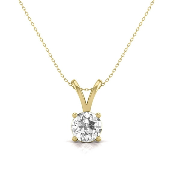 TimeLe$$ Classics Fine Jewelry 3 Carat Lab Grown Diamond Solitaire Pendant Necklace For Women in 14K Yellow Gold 4-Prong Set Round Cut