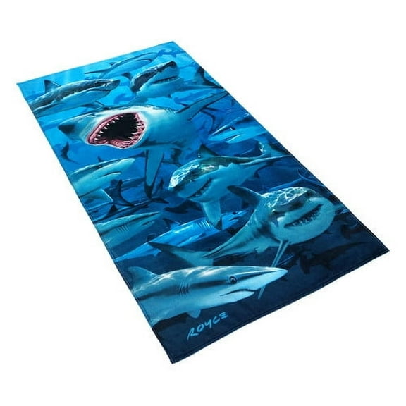 Kaufman Sales Royce Hungry Shark 100pct Cotton Beach Towel