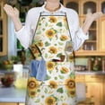 thumbnail image 6 of White Green Leaf Flower Sunflower Pattern Apron-Garden Aprons for Women with Pockets-Cotton Linen Waterproof Kitchen Cooking Gardening Aprons Adjustable for Kitchen,Cooking,BBQ and Salon 33x27 Inch, 6 of 7