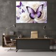 thumbnail image 5 of Mudket White Roses with Purple Butterflies Canvas Wall Art, Floral Wall Decor, Framed Ready to Hang Artwork for Living Room Bedroom Wedding Decor - 12"L x 8"W, 5 of 10