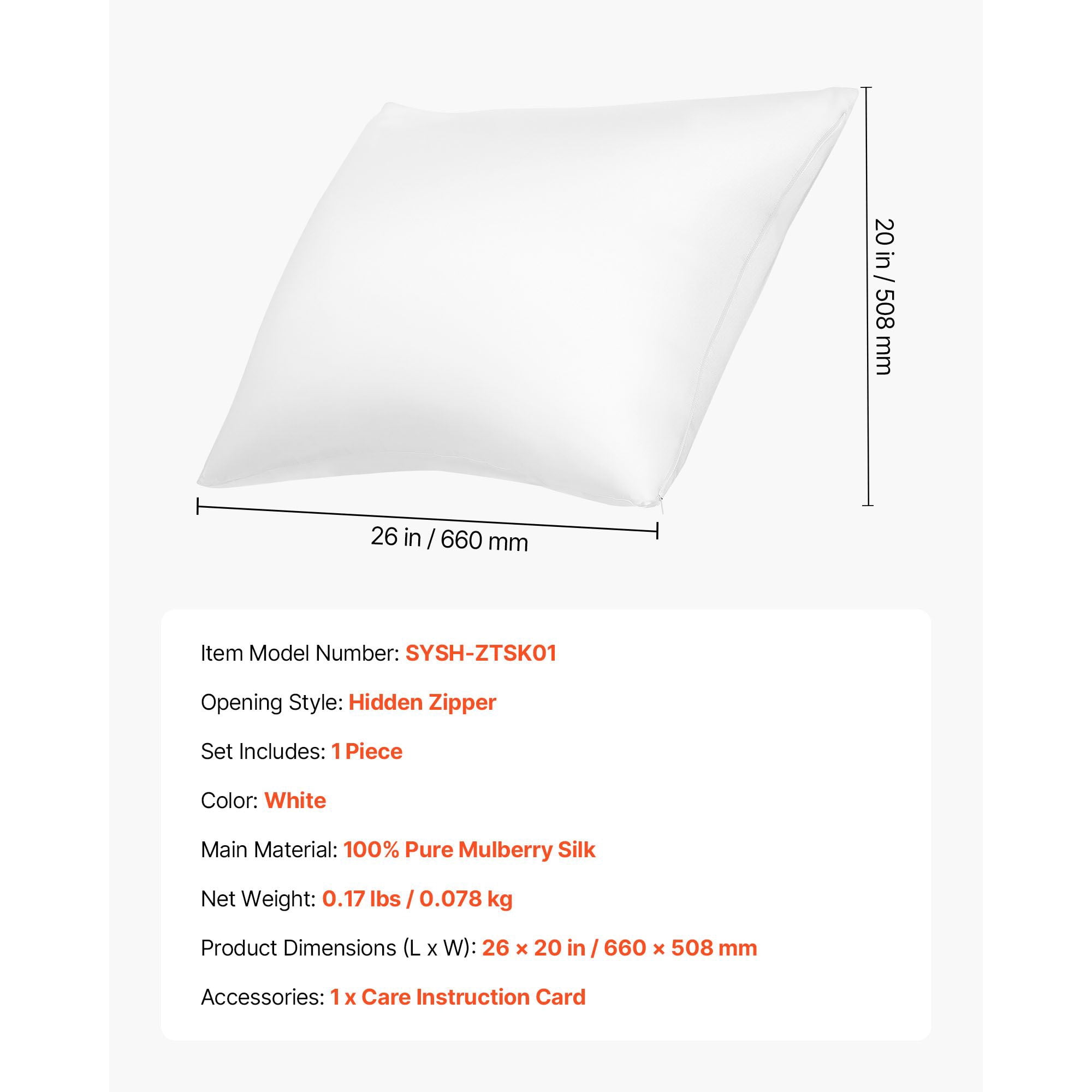 100% Pure Mulberry Silk Pillowcase 6A Grade 22 Momme, Smooth Breathable Hair Skin Care, Luxury Silk Pillow Cover for Restful Sleep Beauty Gift