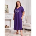thumbnail image 3 of FEREMO Nightgowns for Women Plus Size Short Sleeve Nightshirts V Neck Sleepwear 1X-5X, 3 of 5