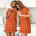 thumbnail image 4 of Fotbe A Big Hot Dog Bata de Dormir para Mujer con Estampado, Camisón de Algodón de Manga Corta, Ropa de Dormir Casual, 4 of 6