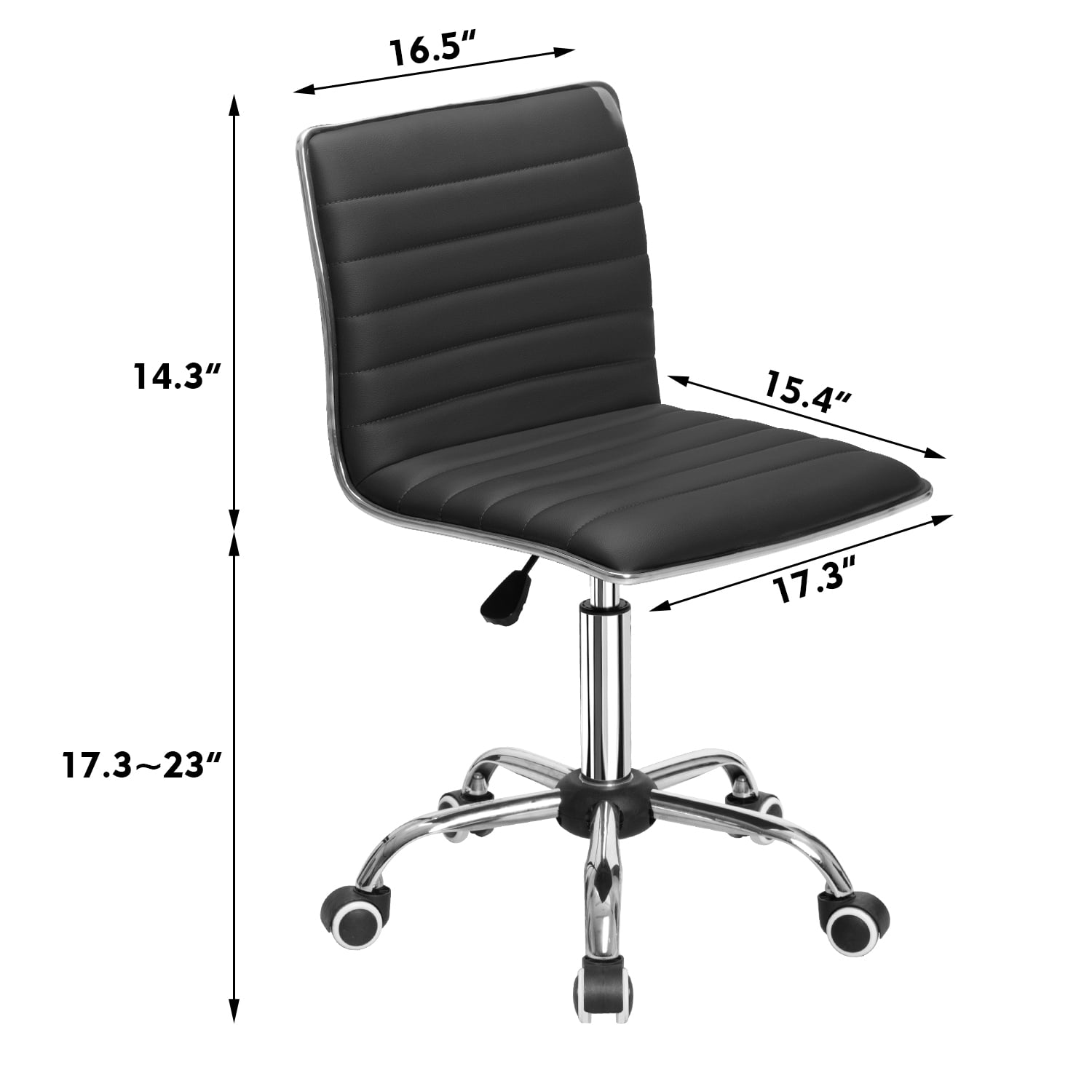 Furmax Mid Back Faux Leather Office Desk Computer Task Chair, with Armless, Black