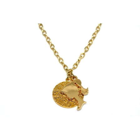 PATRICIA FIELD MATTEL BARBIE HEAD GOLD ROUND TAG CHAIN FASHION NECKLACE